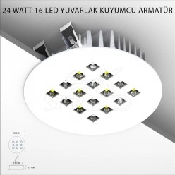 24 Watt 16 LED'li Yuvarlak Kuyumcu Vitrin Aydınlatması