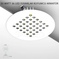 55 Watt 36 LED'li Yuvarlak Kuyumcu Vitrin Aydınlatması
