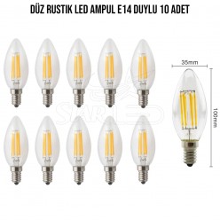 Düz Rustik LED Ampul E14 Duylu 10 Adet