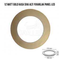 12 Watt Gold Kasa Sıva Altı Yuvarlak LED Panel