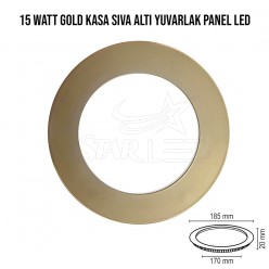 15 Watt Gold Kasa Sıva Altı Yuvarlak LED Panel