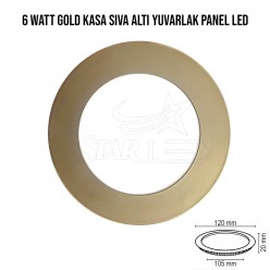 6 Watt Gold Kasa Sıva Altı Yuvarlak LED Panel