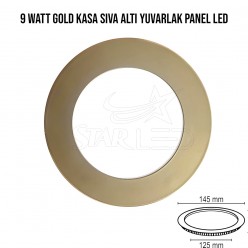9 Watt Gold Kasa Sıva Altı Yuvarlak LED Panel