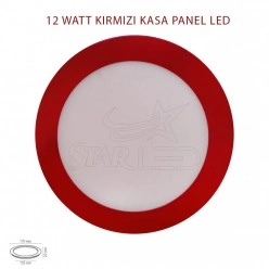 12 Watt Kırmızı Kasa Sıva Altı Yuvarlak LED Panel