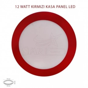 12 Watt Kırmızı Kasa Sıva Altı Yuvarlak LED Panel