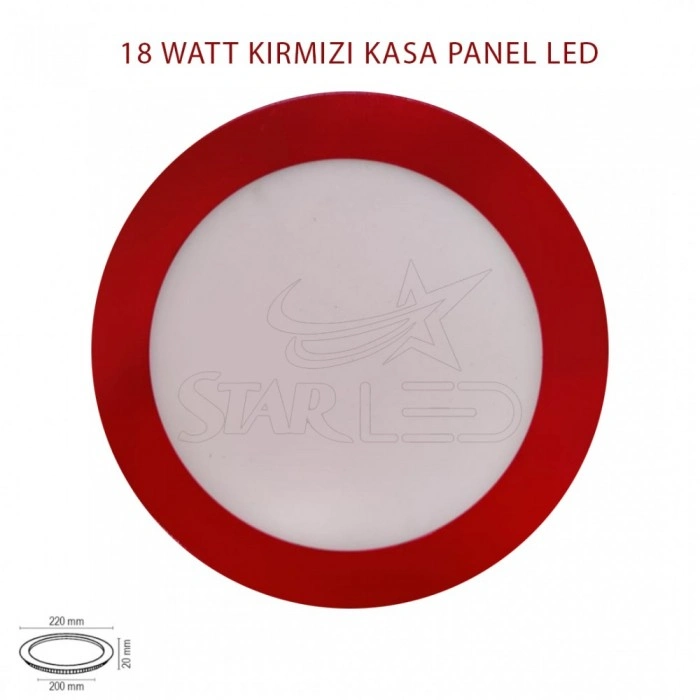 18 Watt Kırmızı Kasa Sıva Altı Yuvarlak LED Panel