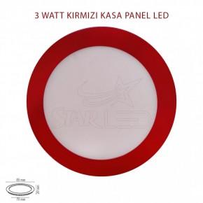 3 Watt Kırmızı Kasa Sıva Altı Yuvarlak LED Panel