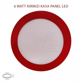 6 Watt Kırmızı Kasa Sıva Altı Yuvarlak LED Panel