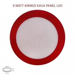 9 Watt Kırmızı Kasa Sıva Altı Yuvarlak LED Panel