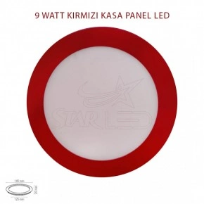 9 Watt Kırmızı Kasa Sıva Altı Yuvarlak LED Panel