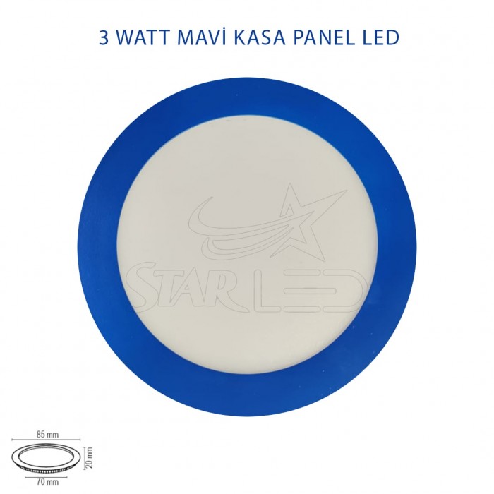 Mavi Kasa 3 Watt Sıva Altı Yuvarlak Panel LED