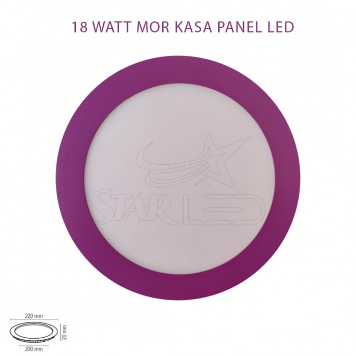 Mor Kasa Sıva Altı 18 Watt Yuvarlak Panel LED