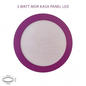 Mor Kasa Sıva Altı 3 Watt Yuvarlak Panel LED Mor Kasa Sıva Altı 3 Watt Yuvarlak Panel LED