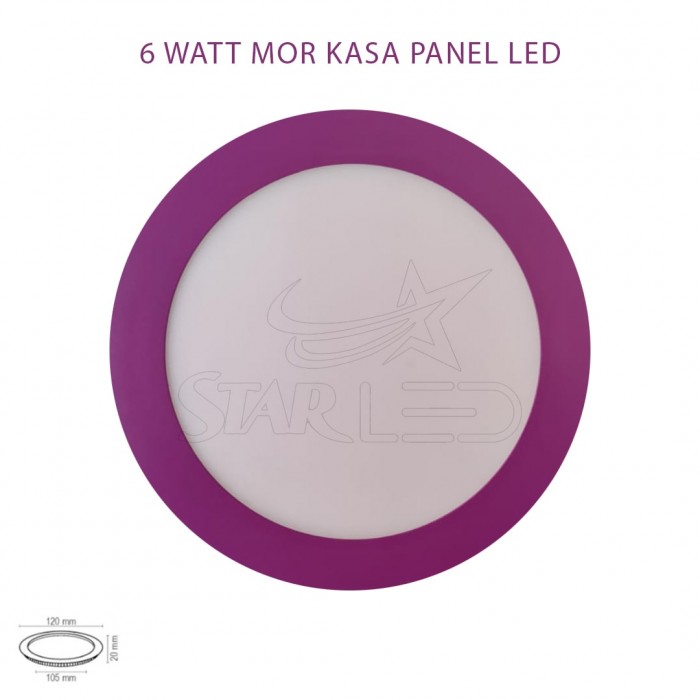 Mor Kasa Sıva Altı 6 Watt Yuvarlak Panel LED