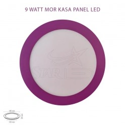Mor Kasa Sıva Altı 9 Watt Yuvarlak Panel LED