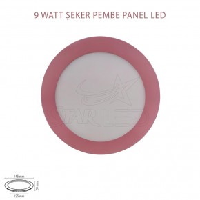 Pembe Kasa Sıva Altı 9 Watt Yuvarlak Panel LED