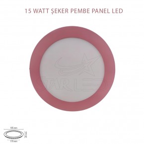 Pembe Kasa Sıva Altı 15 Watt Yuvarlak Panel LED