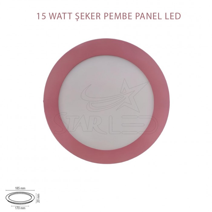 Pembe Kasa Sıva Altı 15 Watt Yuvarlak Panel LED