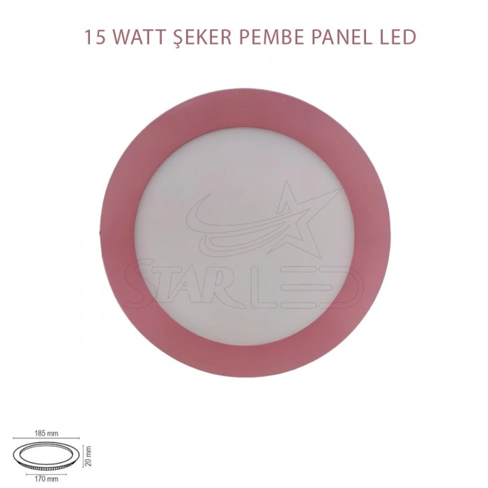 Pembe Kasa Sıva Altı 15 Watt Yuvarlak Panel LED