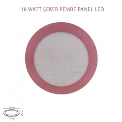 Pembe Kasa Sıva Altı 18 Watt Yuvarlak Panel LED