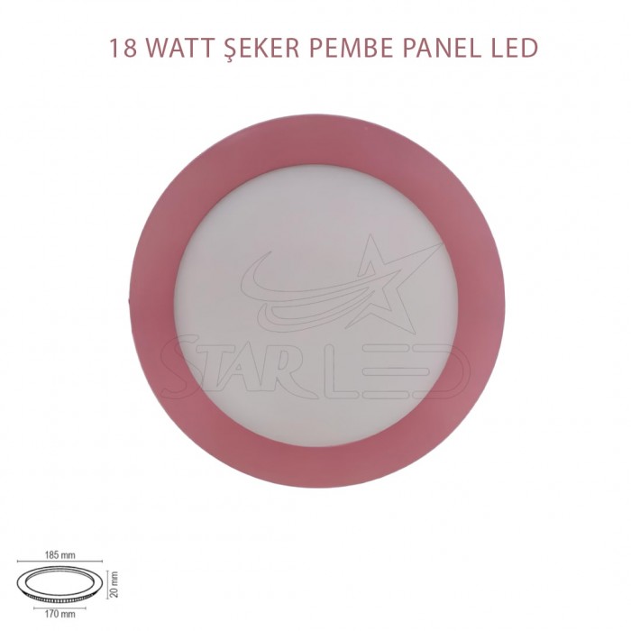 Pembe Kasa Sıva Altı 18 Watt Yuvarlak Panel LED