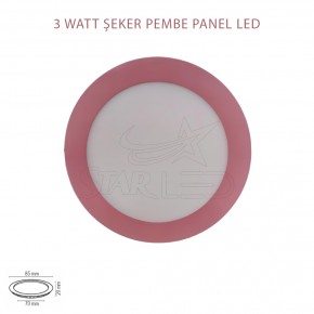 Pembe Kasa Sıva Altı 3 Watt Yuvarlak Panel LED