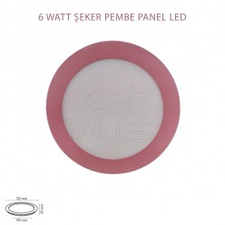 Pembe Kasa Sıva Altı 6 Watt Yuvarlak Panel LED