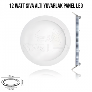 12 Watt Sıva Altı Yuvarlak LED Panel