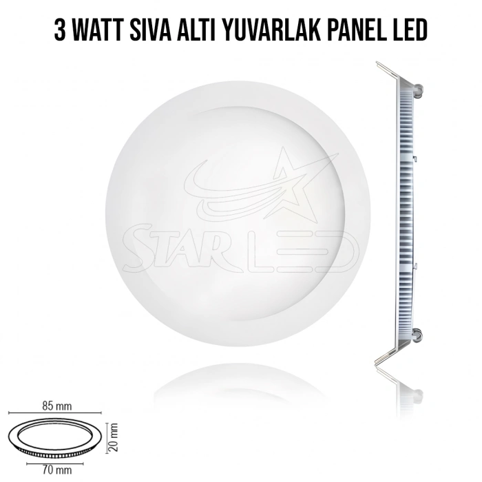 3 Watt Sıva Altı Yuvarlak LED Panel