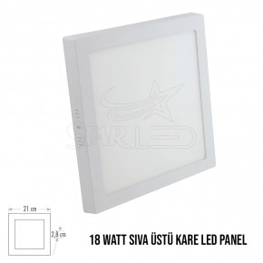 18 Watt Sıva Üstü Kare Panel LED