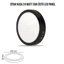 Siyah Kasa 24 Watt Sıva Üstü LED Panel