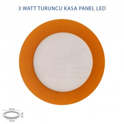 Turuncu Kasa 3 Watt Sıva Altı Yuvarlak Panel LED