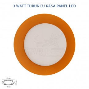 Turuncu Kasa 3 Watt Sıva Altı Yuvarlak Panel LED