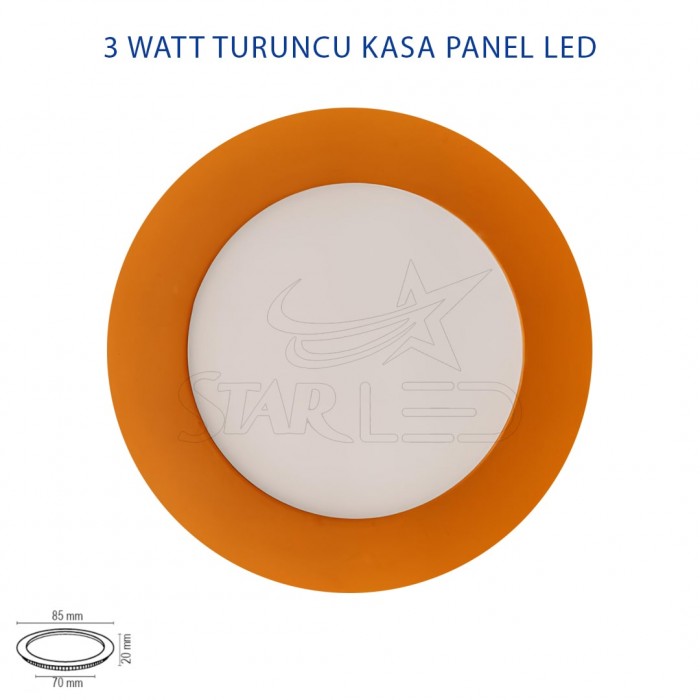 Turuncu Kasa 3 Watt Sıva Altı Yuvarlak Panel LED