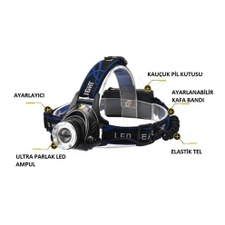 Poyraz Şarjlı LED Kafa Feneri