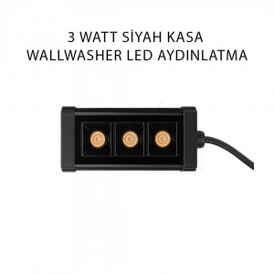 Siyah Kasa 3 Watt 12 Cm Wallwasher LED Işık
